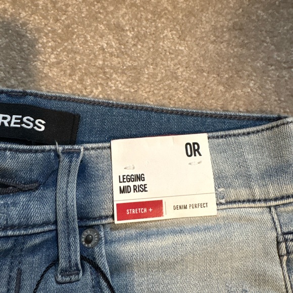 Express Women’s Mid Rise Skinny Jean Jeggings in Light Blue size 0R - Picture 3 of 12